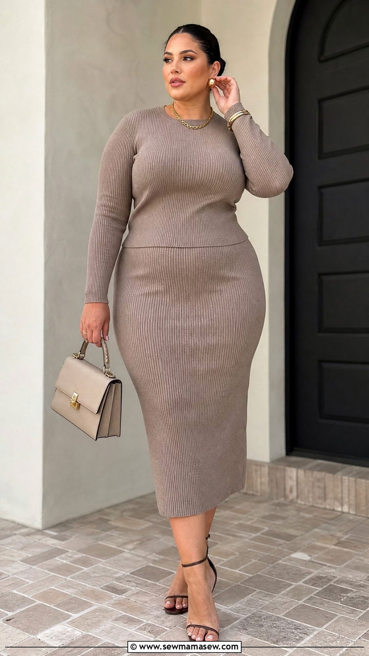Plus Size Matching Set Outfit - 20 plus size date night outfit ideas