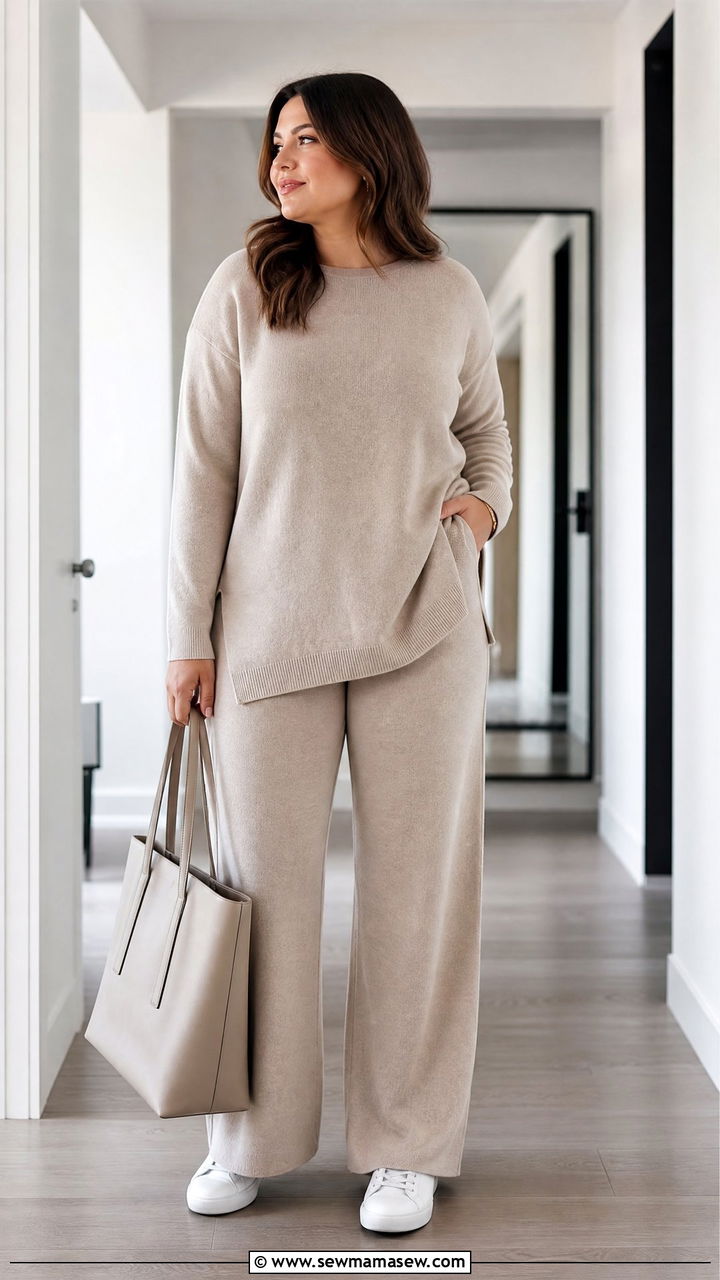 Plus Size Matching Set Outfit - 20 plus size outfits to hide tummy