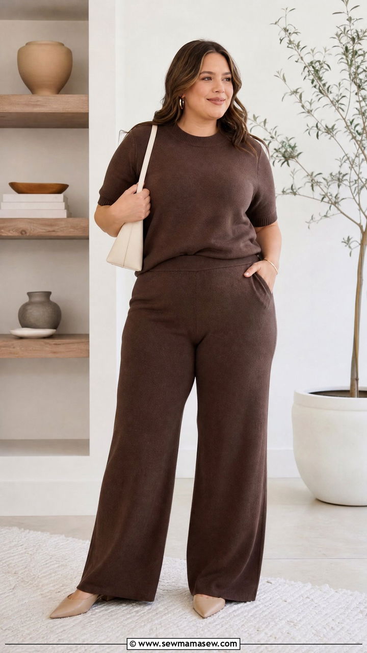 Plus Size Matching Set Outfit - 20 slimming plus size outfit ideas
