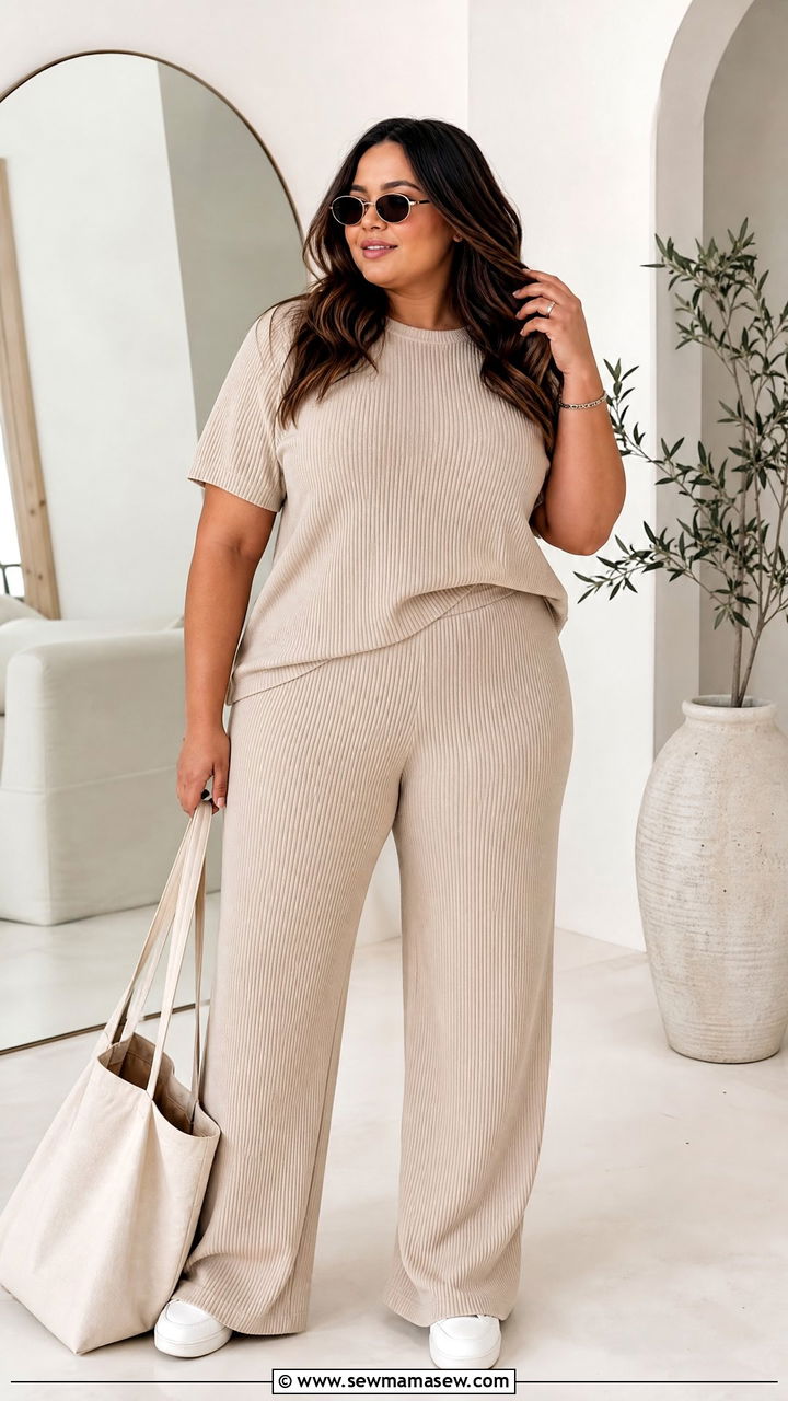 Plus Size Matching Set Outfit - 20 plus size midsize outfit ideas