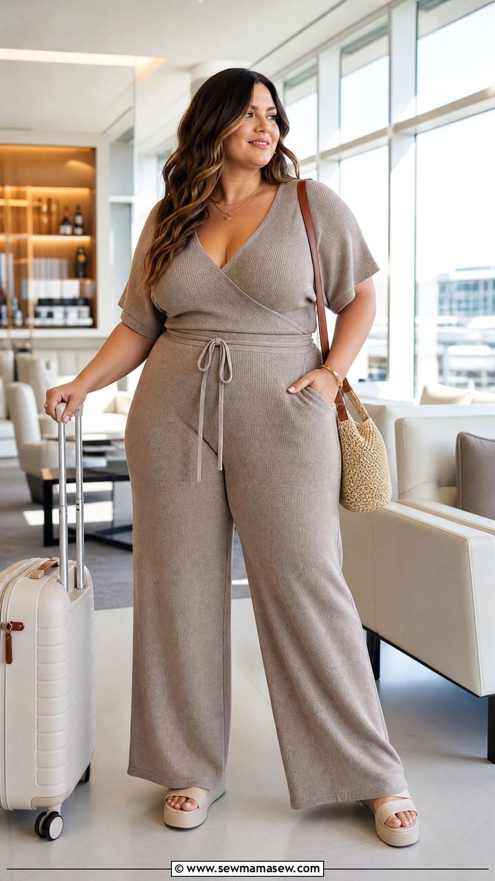 Plus Size Matching Set With Defined Waist Outfit - 20 plus size outfits for rectangle shape