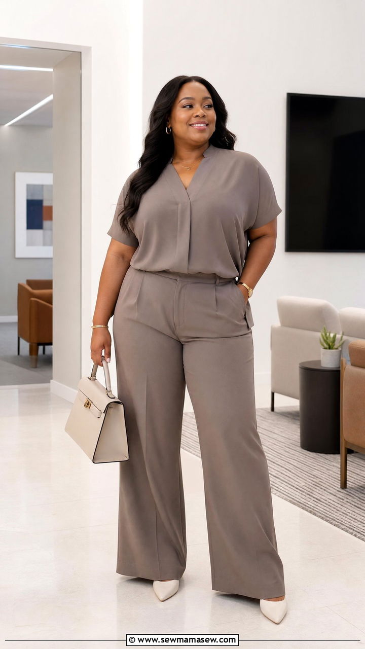 Plus Size Matching Set Work Outfit - 20 plus size outfits for work moms