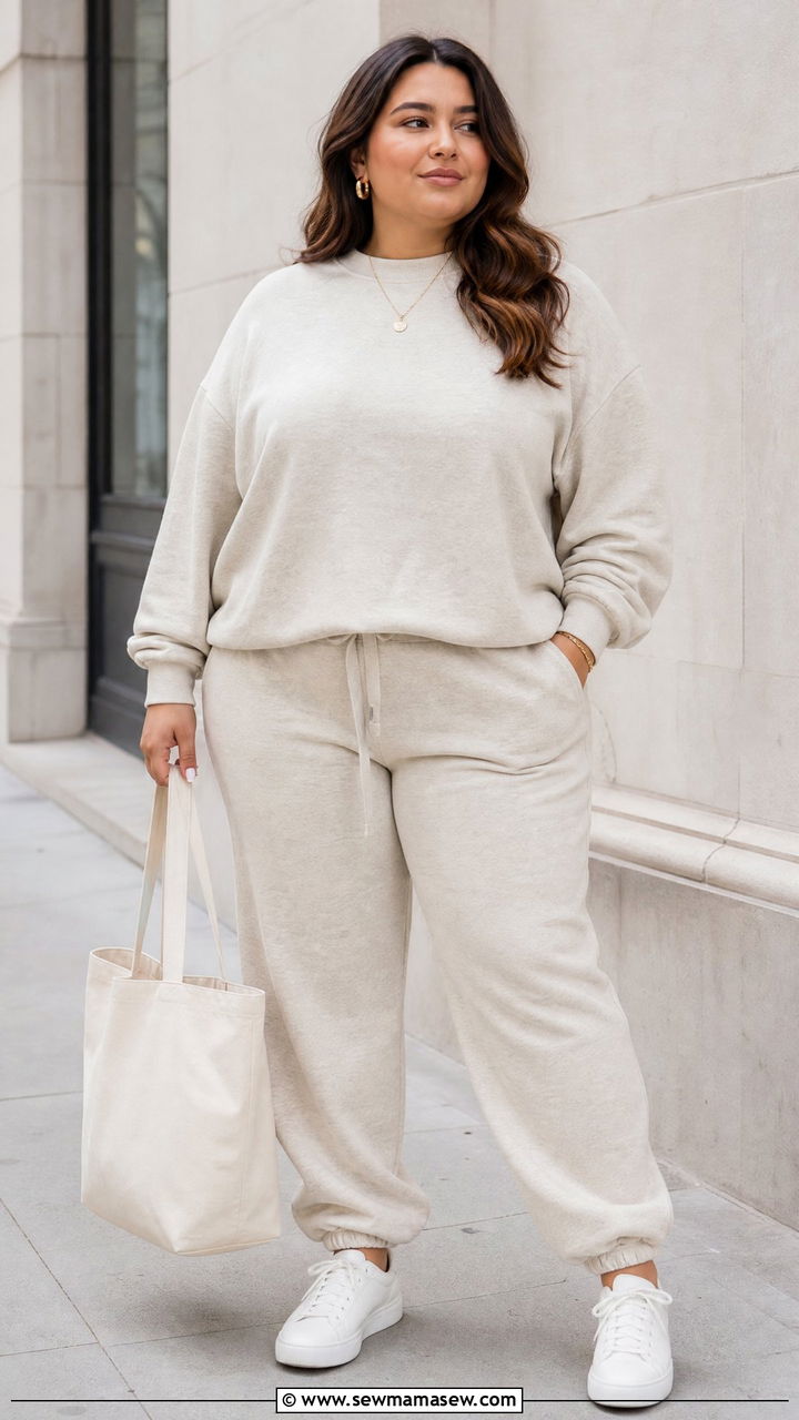 Plus Size Matching Sweat Set Outfit - 20 plus size lazy day outfit ideas