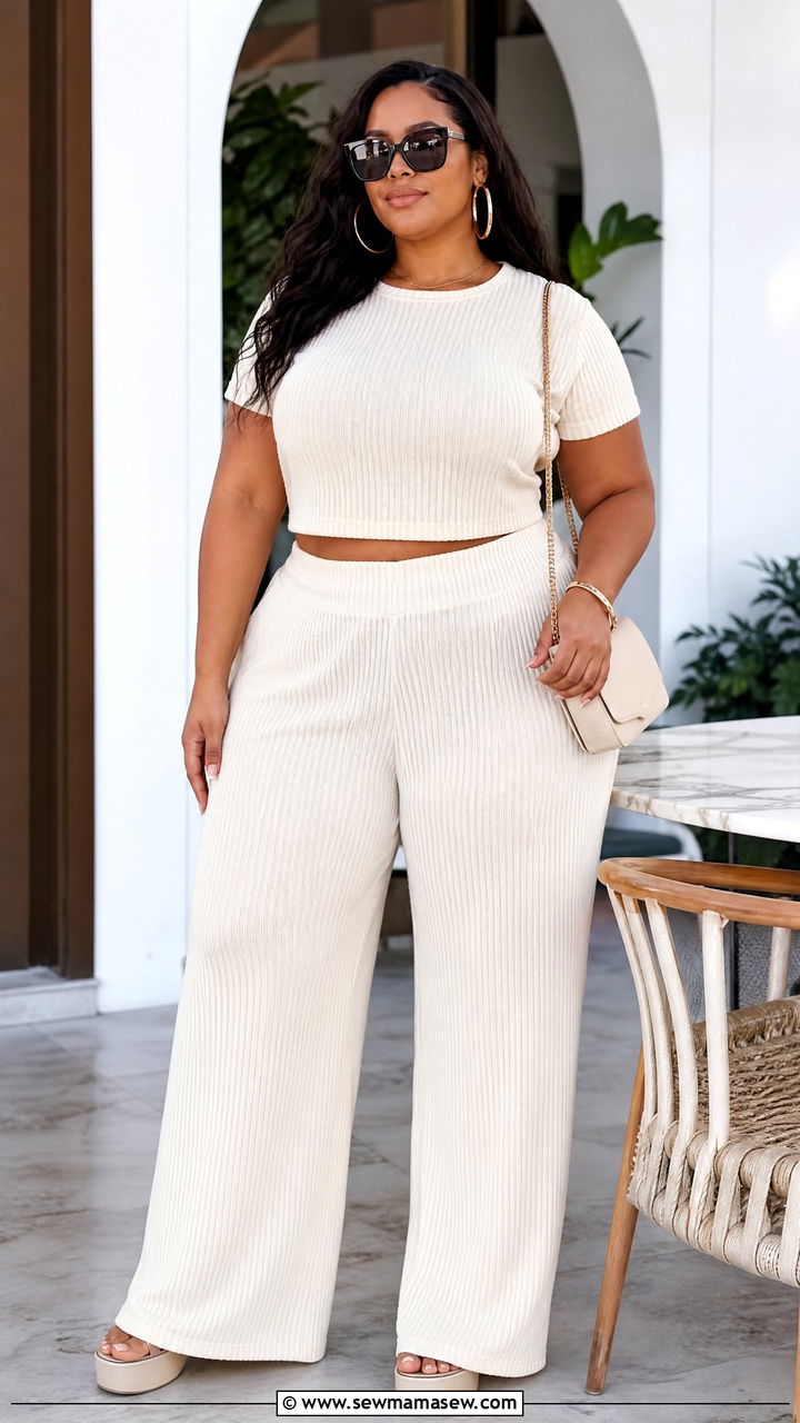 Plus Size Matching Top And Pants Brunch Outfit - 20 plus size brunch top outfit ideas