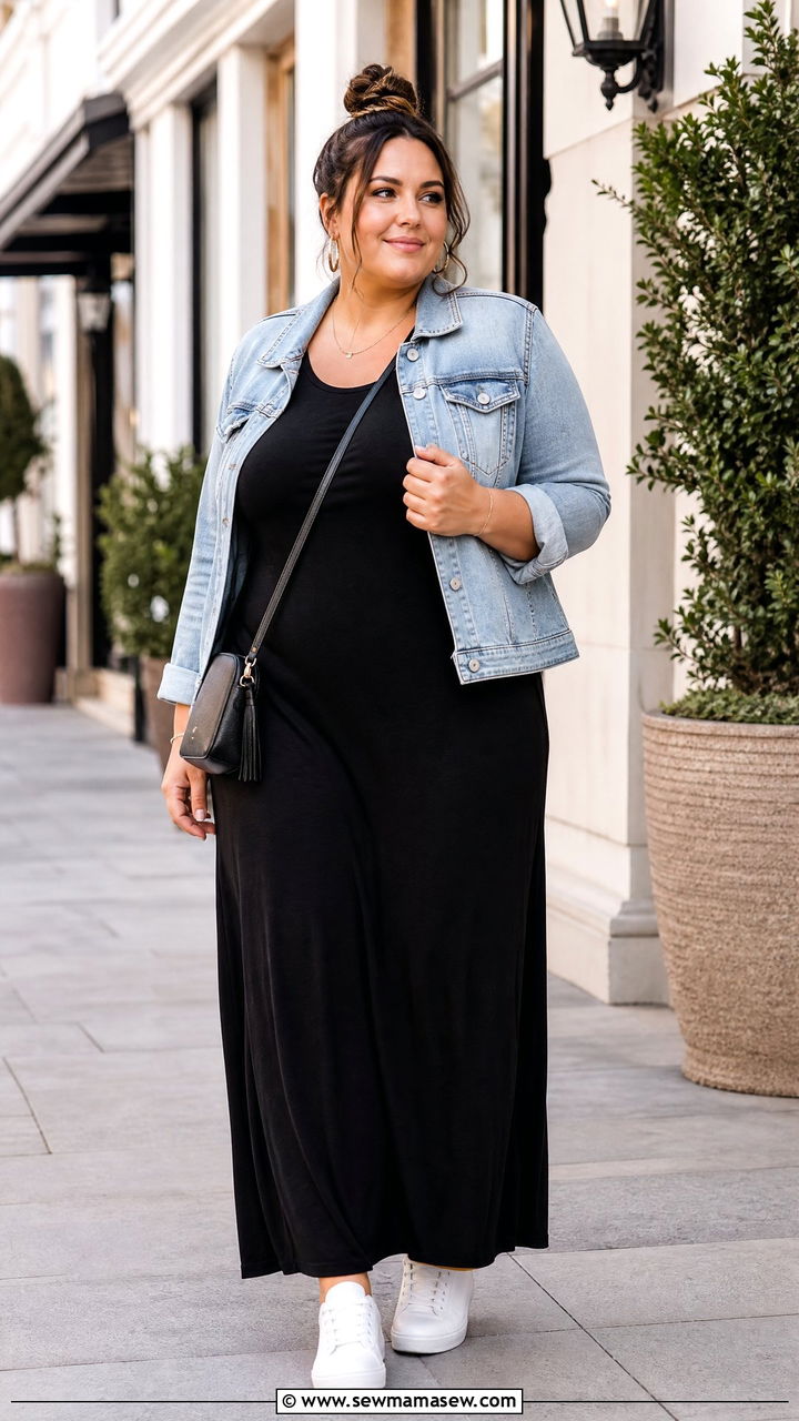 Plus Size Maxi Dress And Sneakers Outfit - 20 plus size lazy day outfit ideas