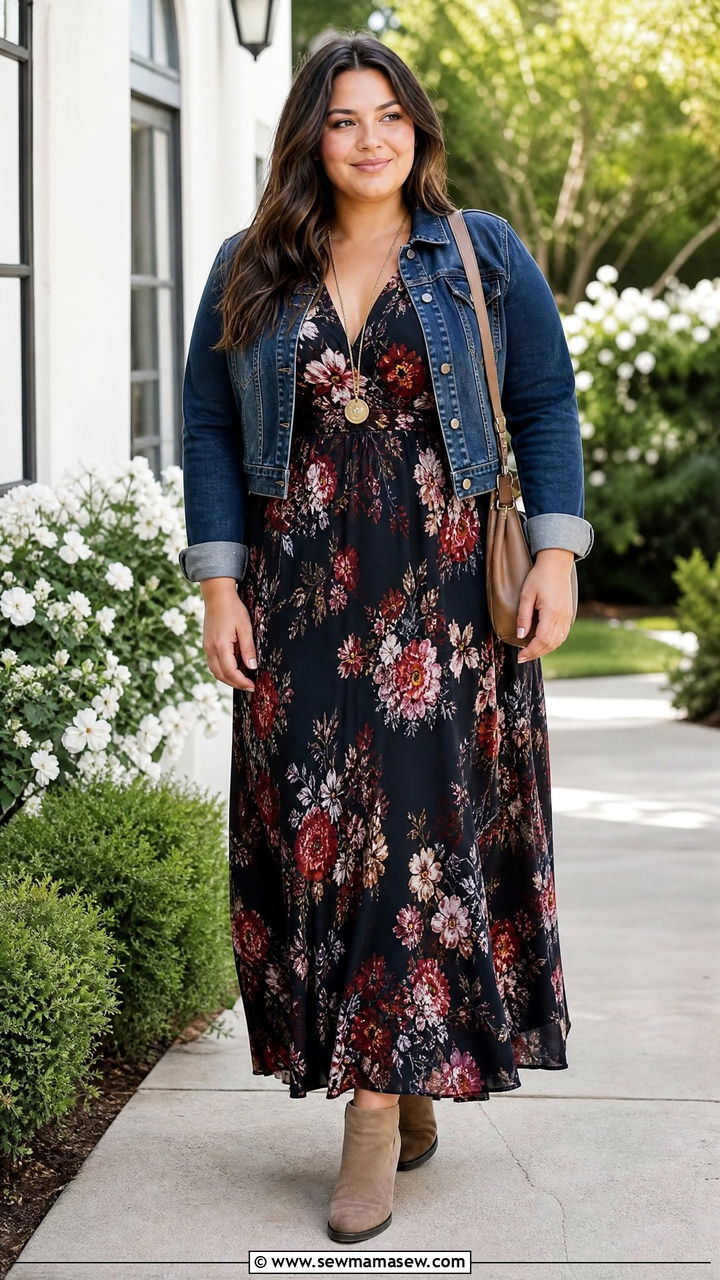 Plus Size Maxi Dress With Ankle Boots - 20 plus size fall outfit ideas with boots