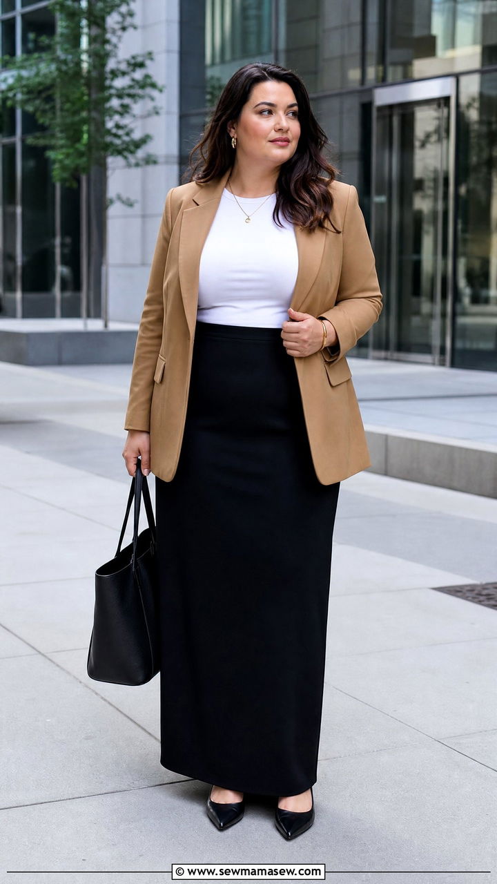 Plus Size Maxi Skirt And Blazer Outfit - 20 plus size maxi skirt outfit ideas