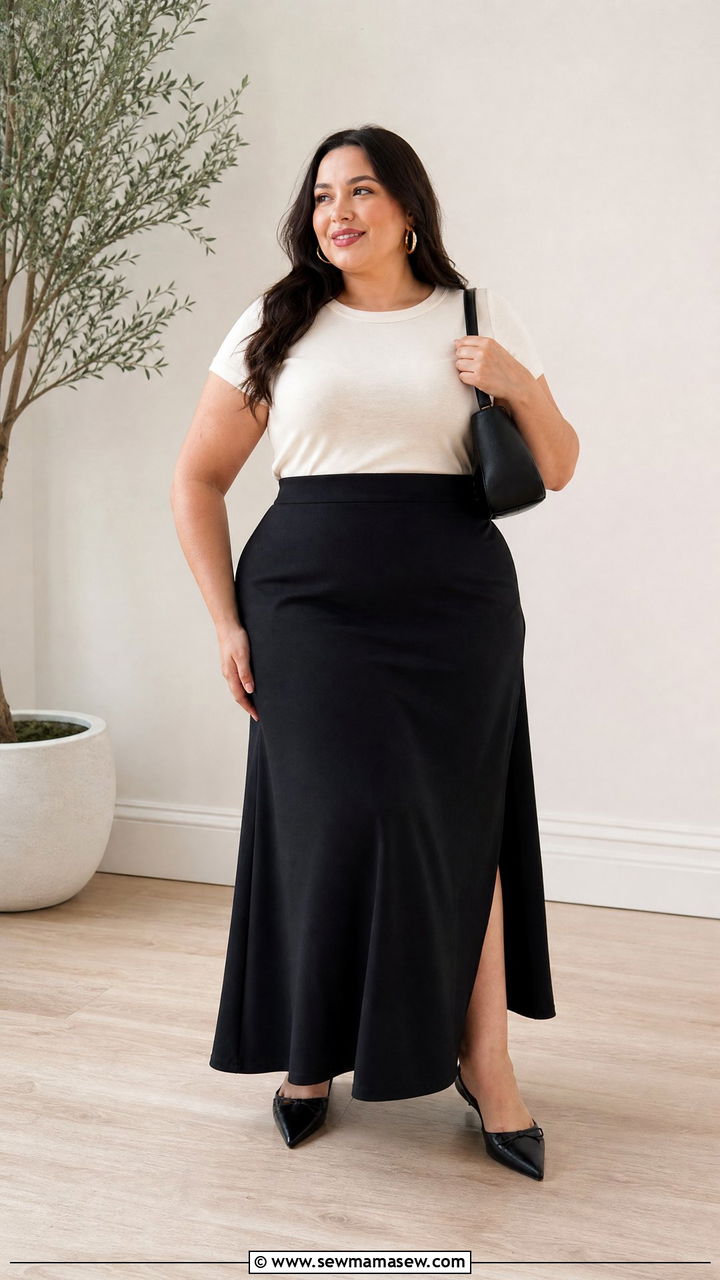 Plus Size Maxi Skirt Outfit - 20 plus size outfits to elongate legs