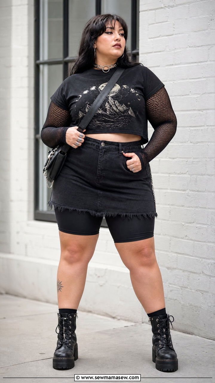 Plus Size Mesh Top Grunge Outfit - 20 plus size grunge top outfit ideas