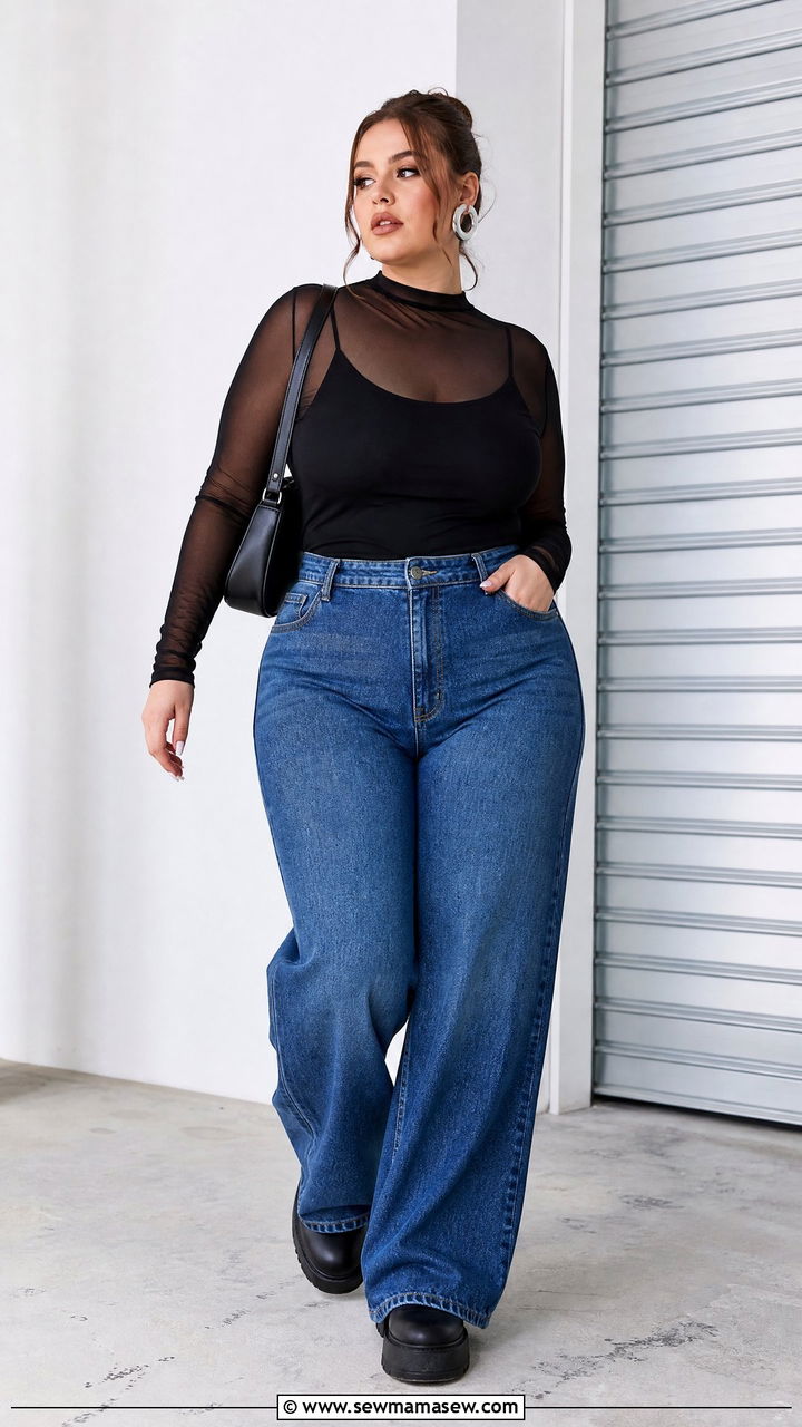 Plus Size Mesh Top Outfit - 20 plus size edgy outfit ideas