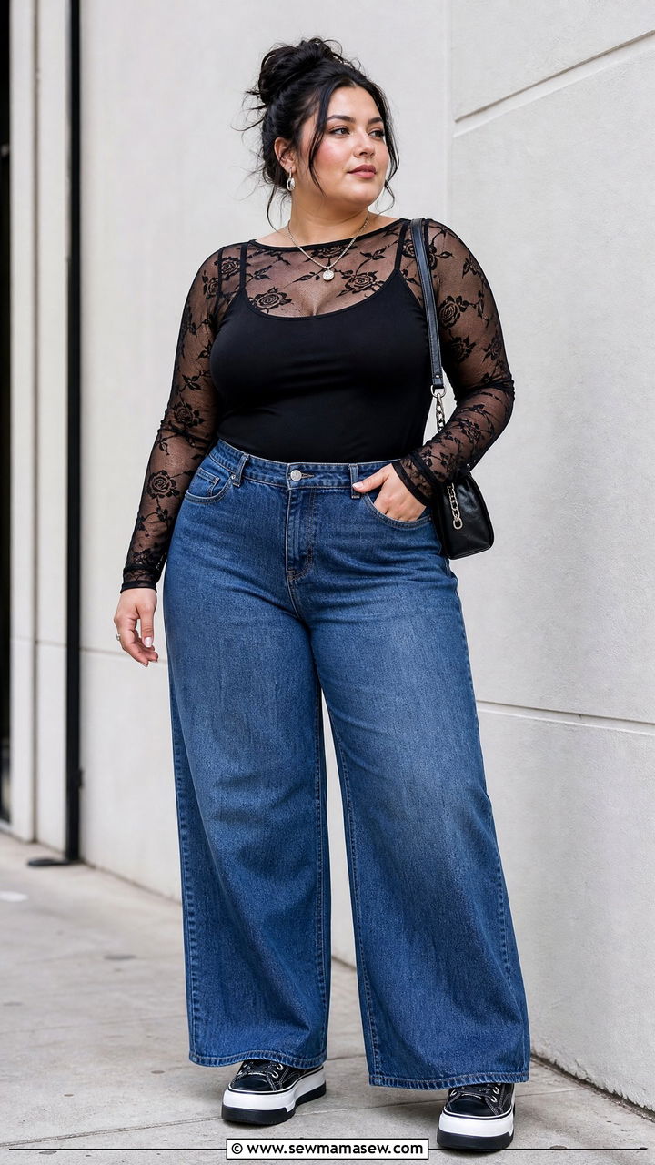 Plus Size Mesh Top Over Tank Outfit - 20 plus size layered top outfit ideas
