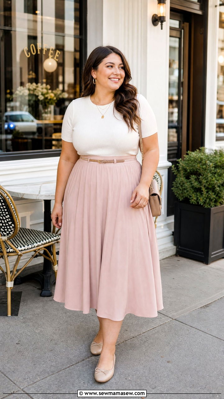 Plus Size Midi Skirt And Fitted Top Outfit - 20 plus size outfits to accentuate waist