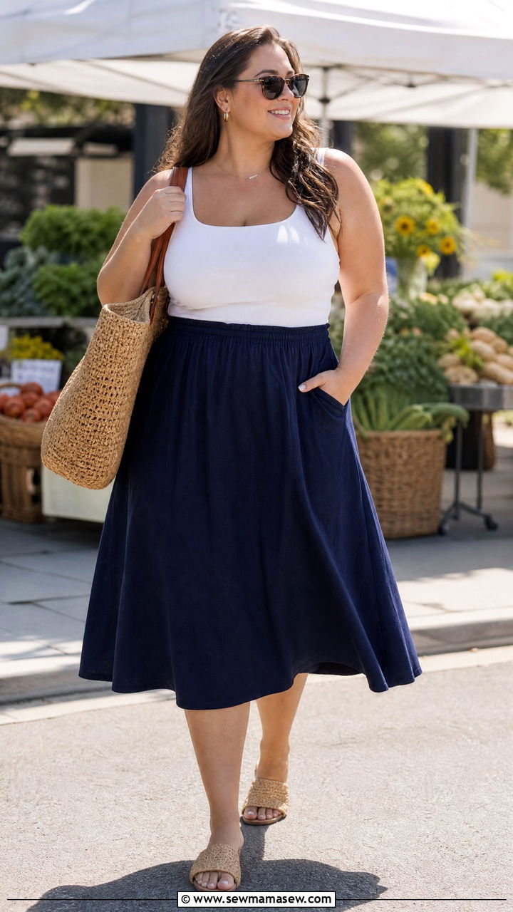 Plus Size Midi Skirt Outfit - 20 plus size casual summer outfit ideas