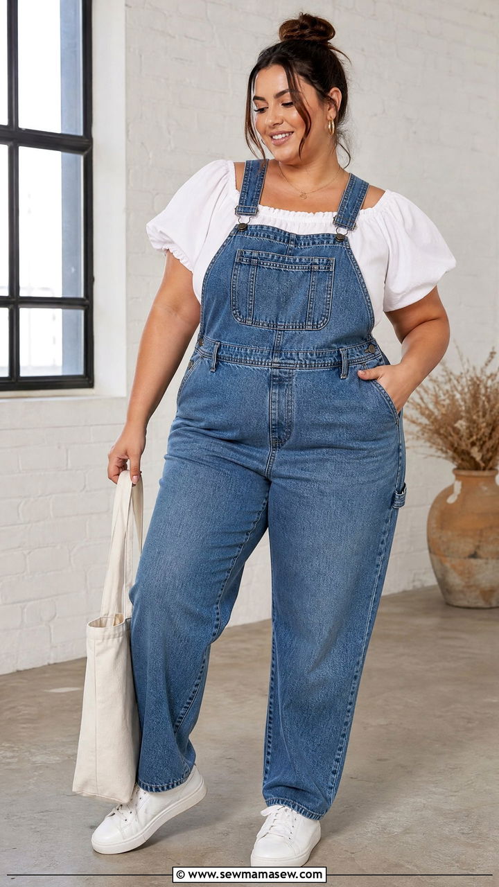 Plus Size Milkmaid Top With Overalls - 20 plus size milkmaid top outfit ideas
