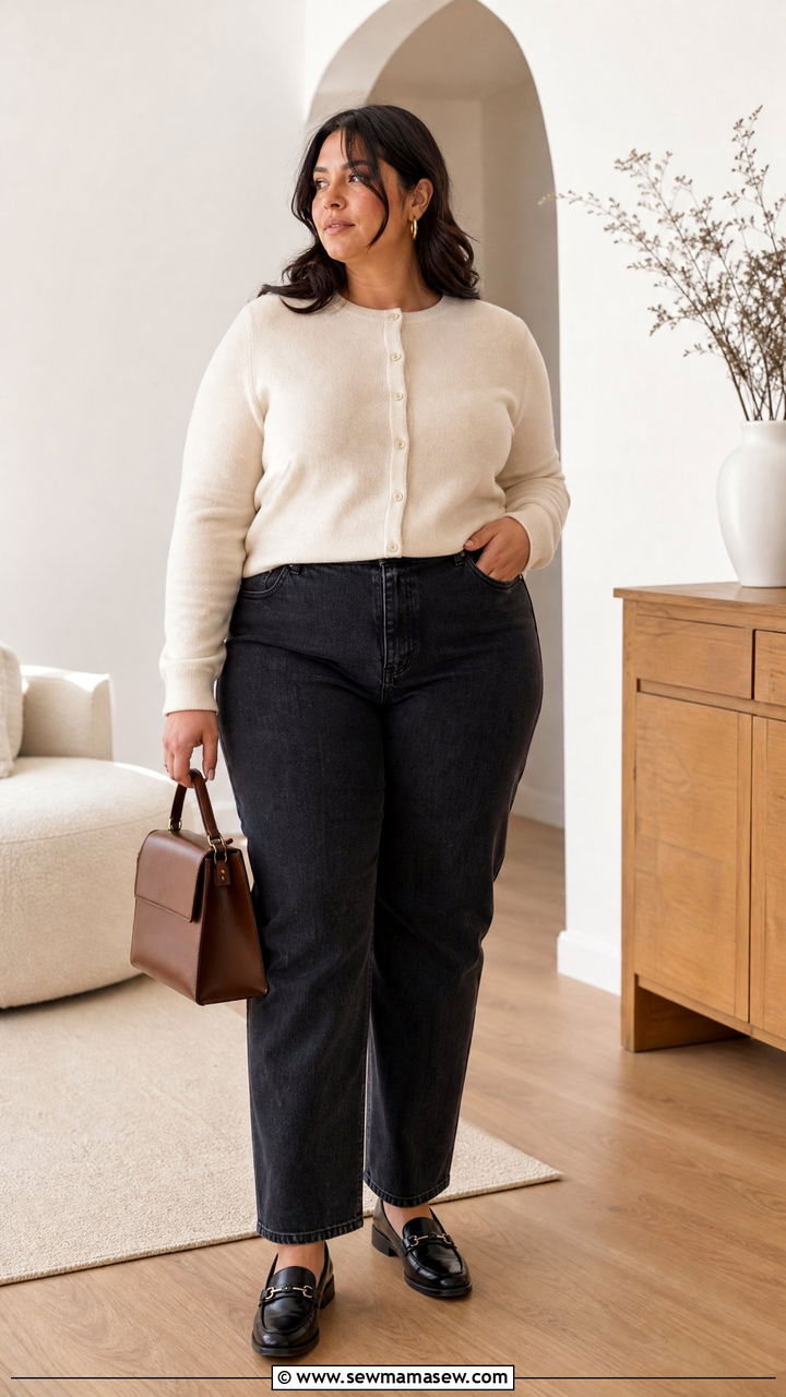 Plus Size Minimalist Cardigan Top Outfit - 20 plus size minimalist top outfit ideas