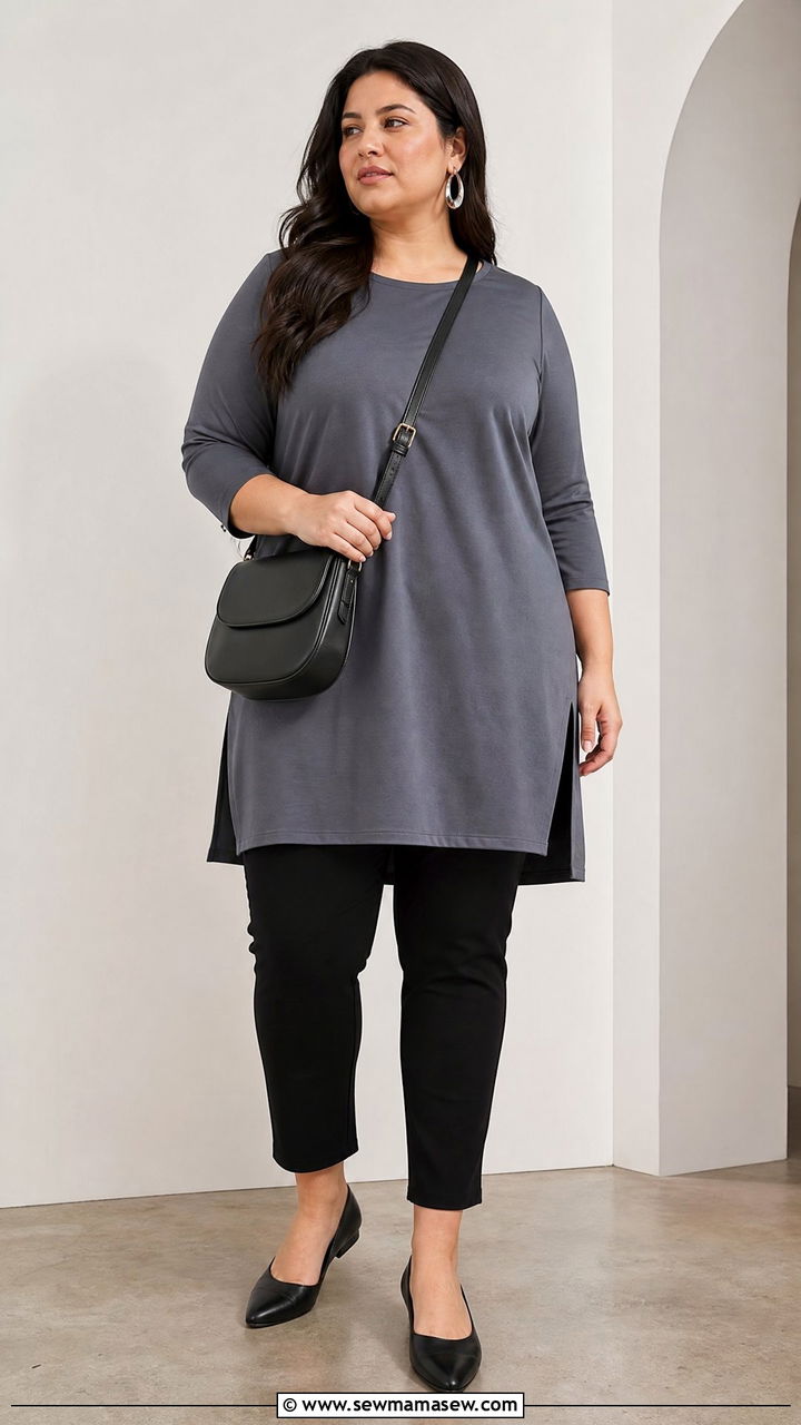 Plus Size Minimalist Tunic Top Outfit - 20 plus size minimalist top outfit ideas