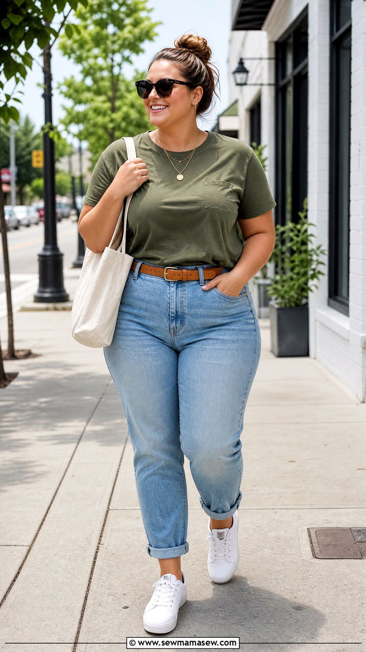 Plus Size Mom Jeans With Sneakers - 20 plus size mom jeans outfit ideas