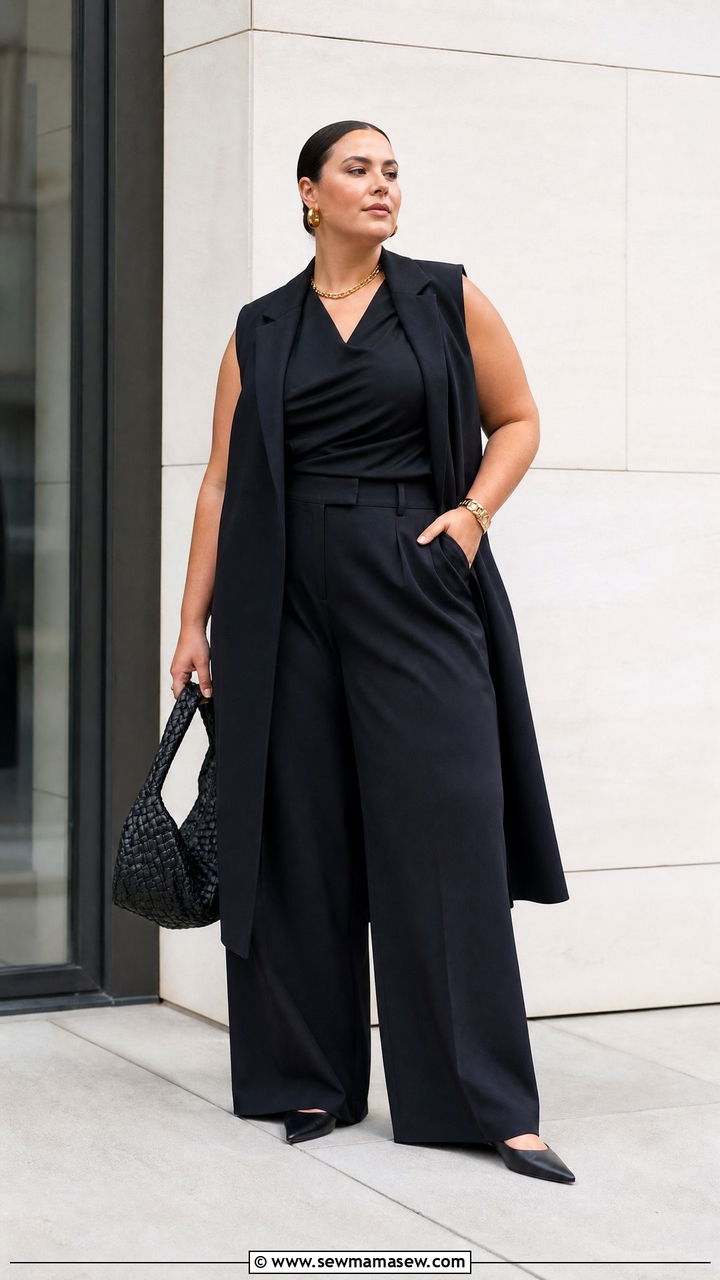 Plus Size Monochrome Black Outfit - 20 plus size outfits to hide tummy