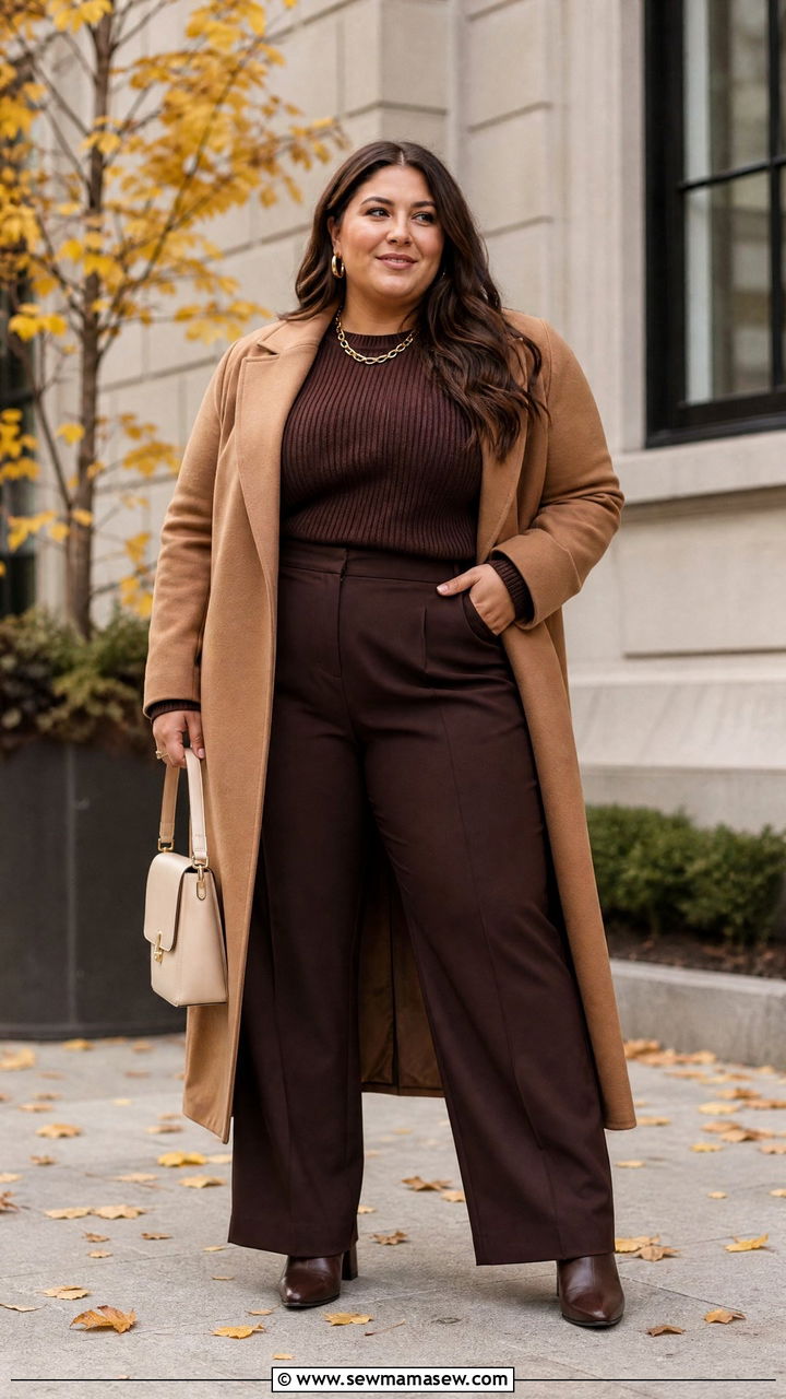 Plus Size Monochrome Brown Fall Outfit - 20 plus size cozy fall outfits