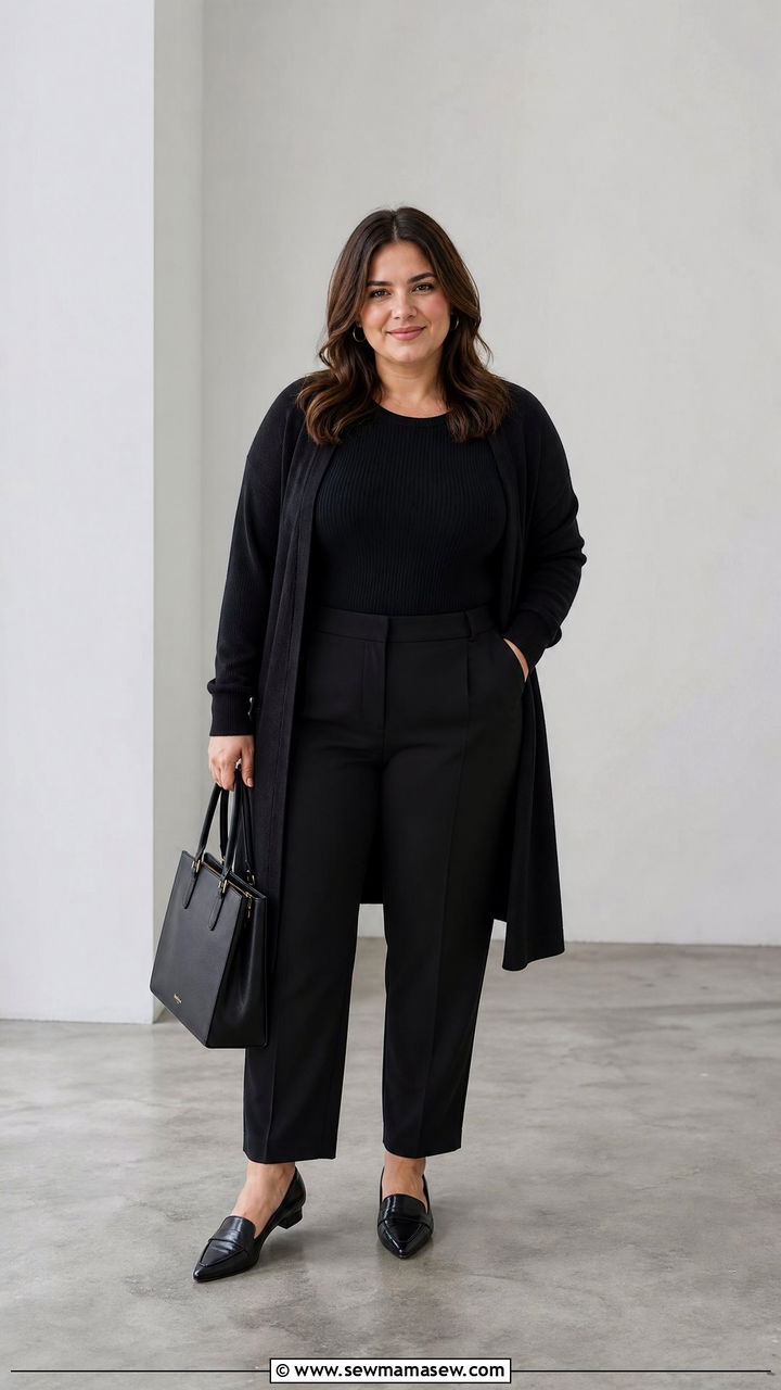 Plus Size Monochrome Pants Outfit - 20 plus size outfits for short height