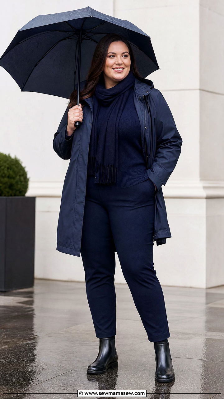 Plus Size Monochrome Rainy Day Outfit - 20 plus size rainy day outfit ideas