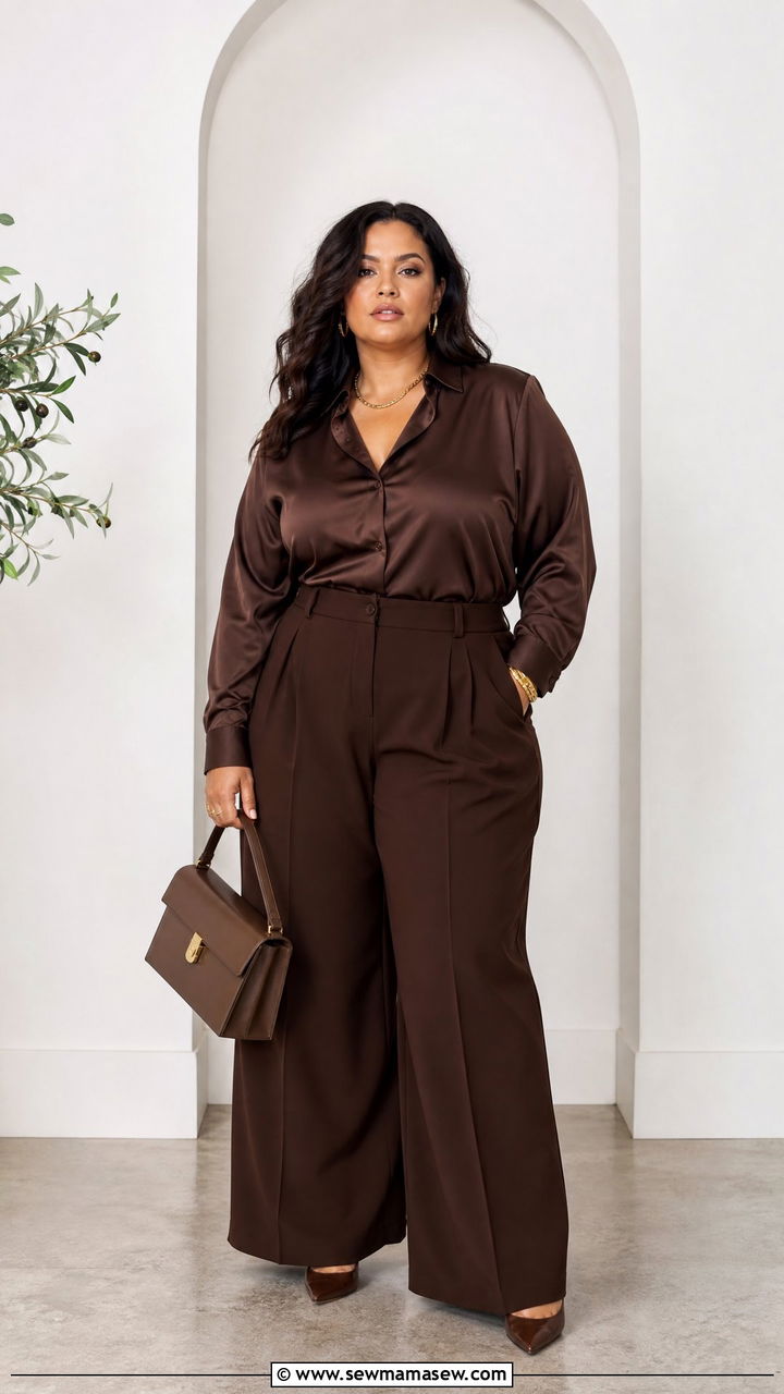 Plus Size Monochrome Top Outfit - 20 plus size elegant top outfit ideas