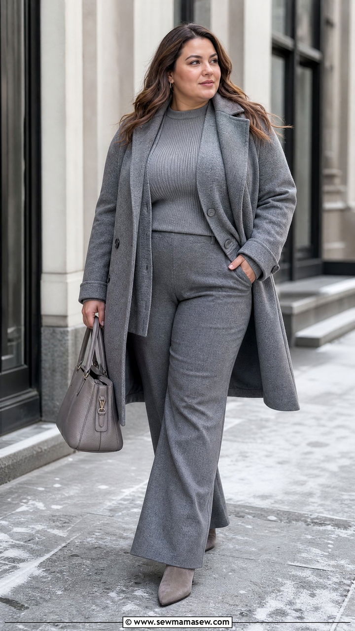 Plus Size Monochrome Winter Outfit - 20 plus size layered winter outfits