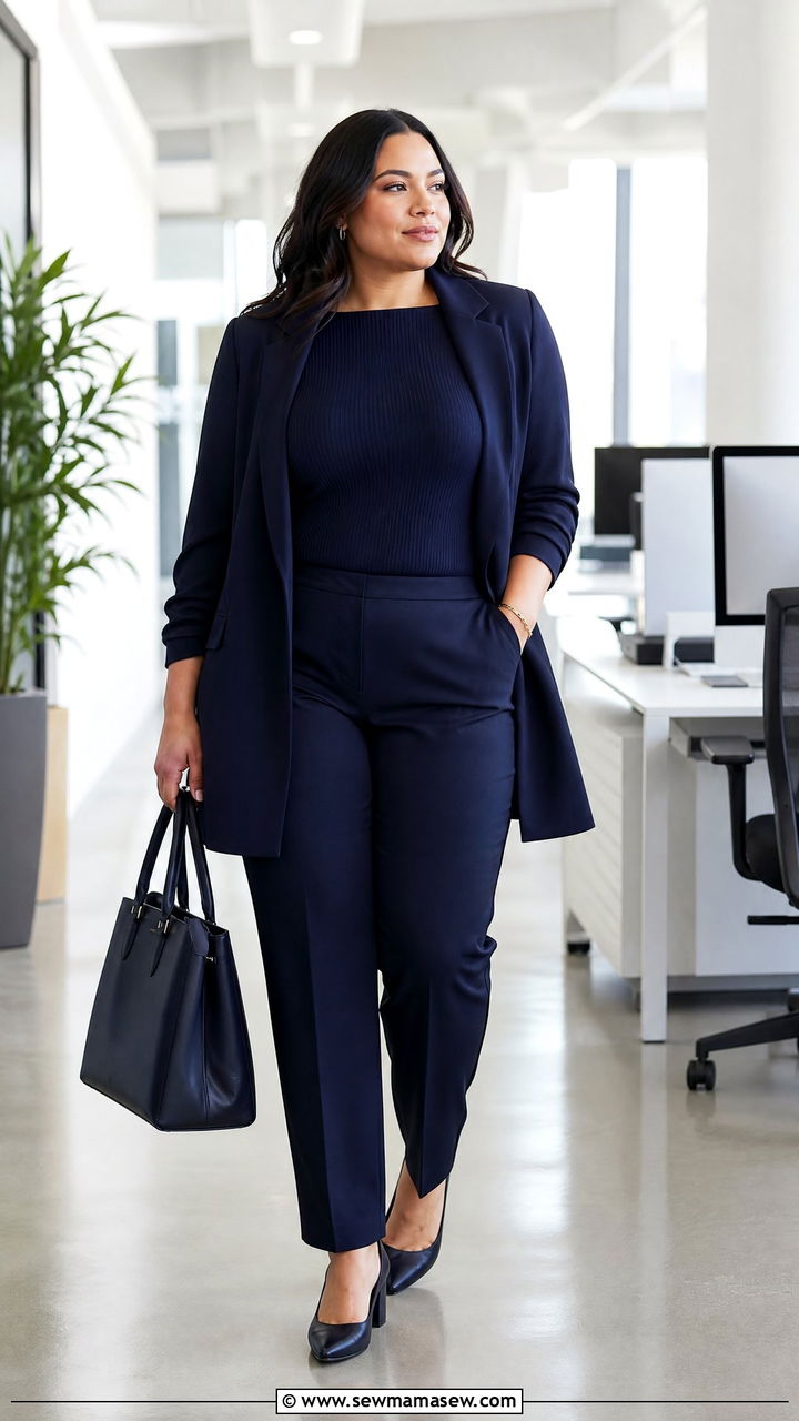 Plus Size Monochrome Work Outfit - 20 plus size monochrome outfit ideas