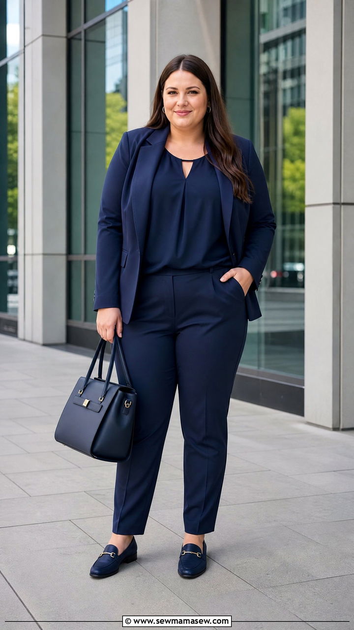 Plus Size Navy Monochrome Outfit - 20 plus size monochrome outfit ideas