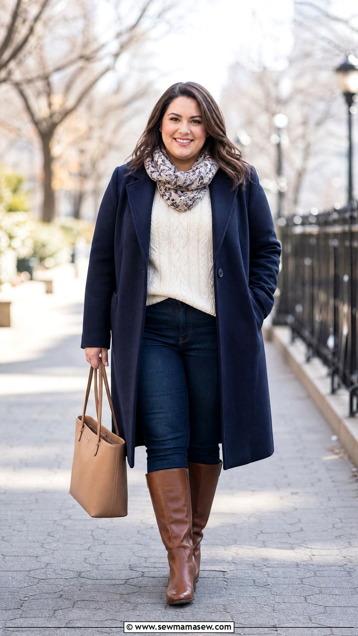 Plus Size Navy Wool Coat Outfit - 20 plus size wool coat outfit ideas