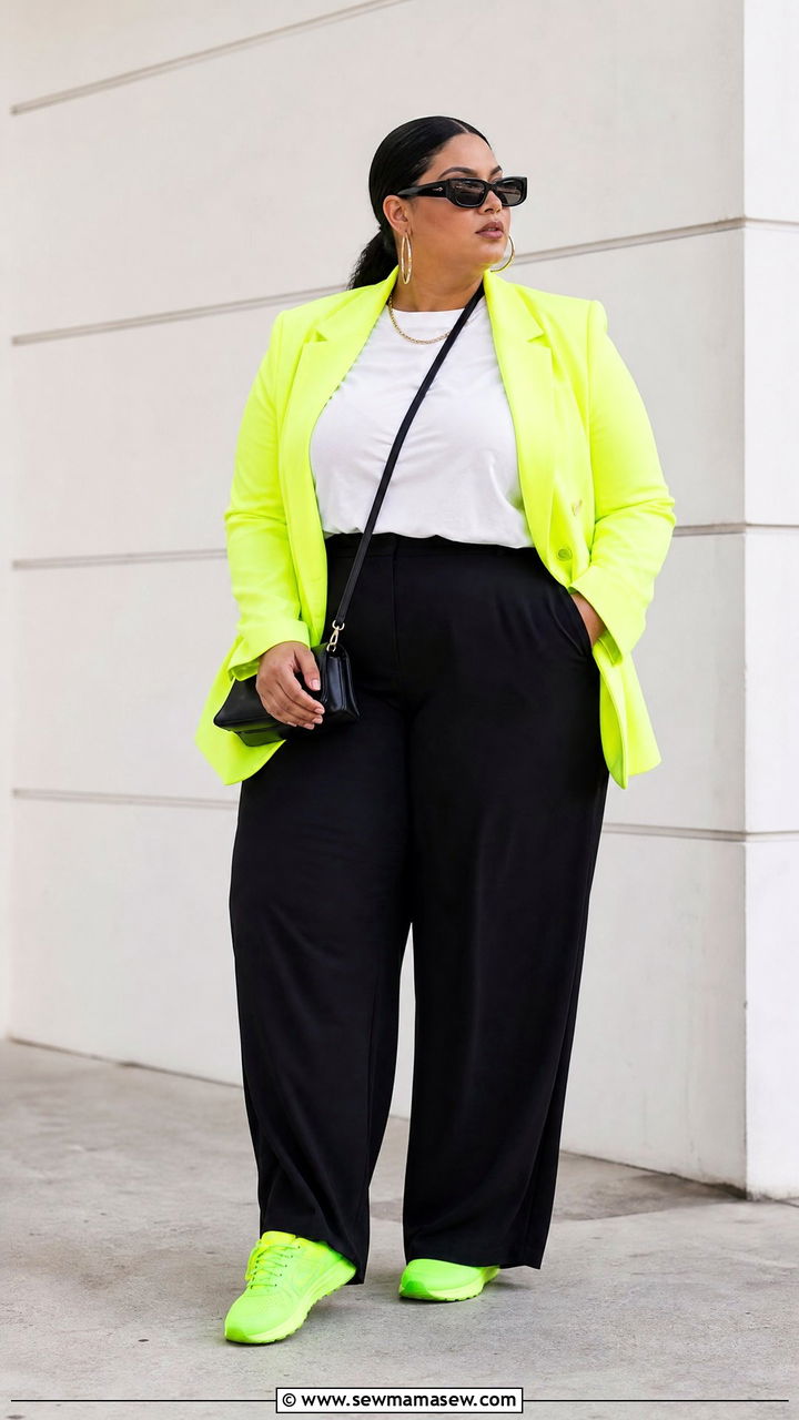 Plus Size Neon Accent Outfit - 20 plus size bright color outfit ideas
