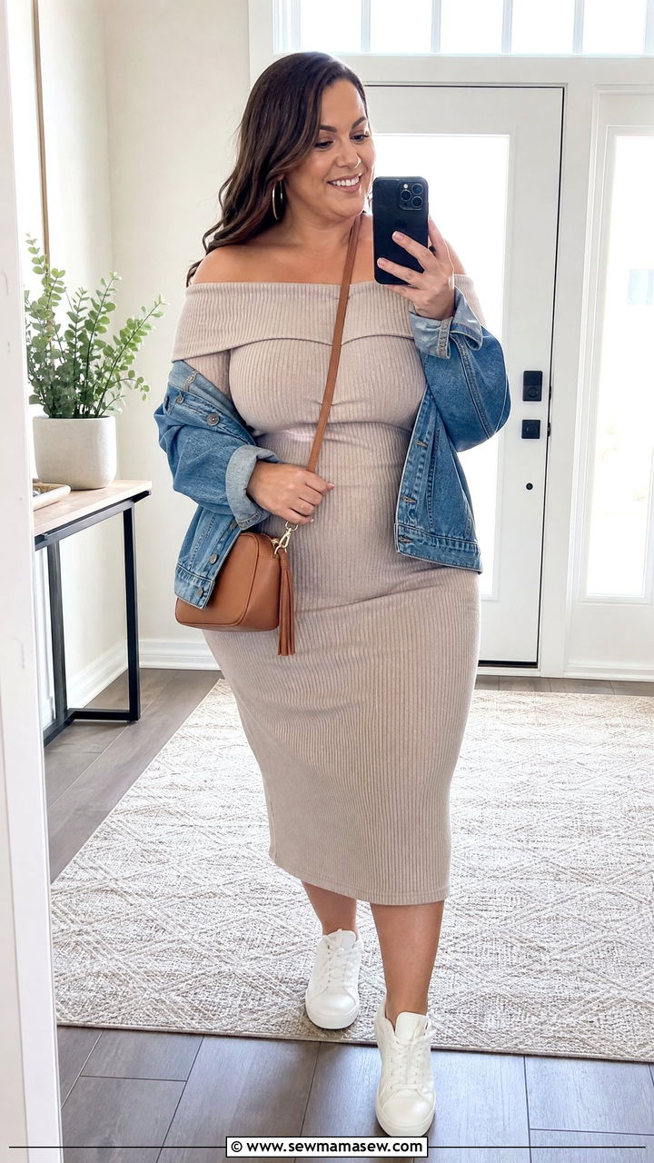 Plus Size Off Shoulder Casual Dress Outfit - 20 plus size off shoulder dress outfit ideas