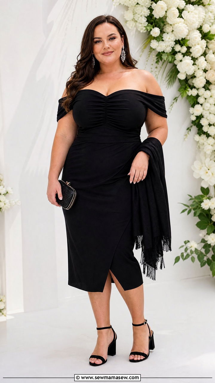 Plus Size Off Shoulder Cocktail Dress Outfit - 20 plus size cocktail dress outfit ideas