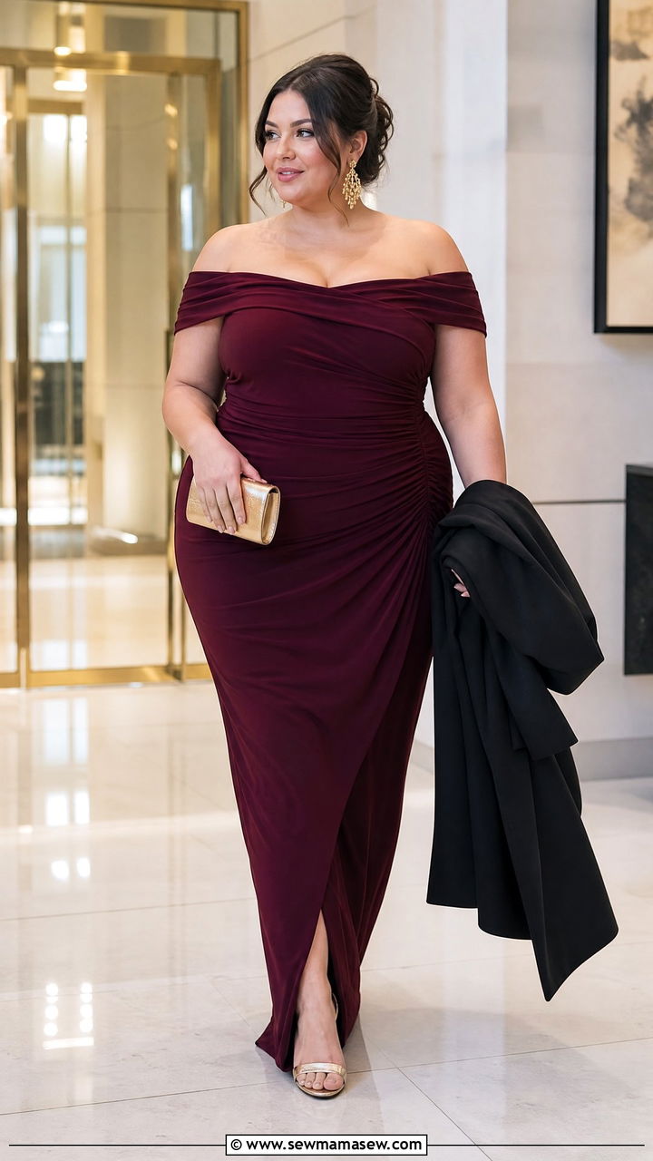 Plus Size Off Shoulder Evening Dress Outfit - 20 plus size off shoulder dress outfit ideas