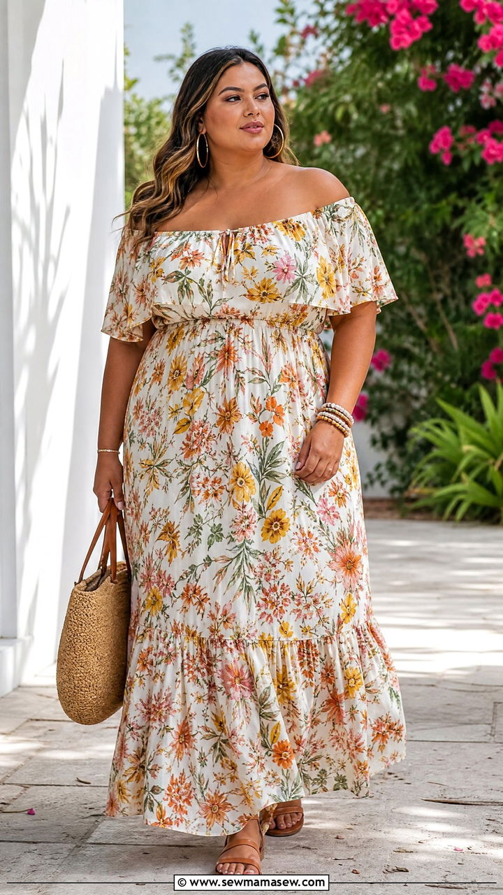 Plus Size Off Shoulder Maxi Dress Outfit - 20 plus size off shoulder dress outfit ideas