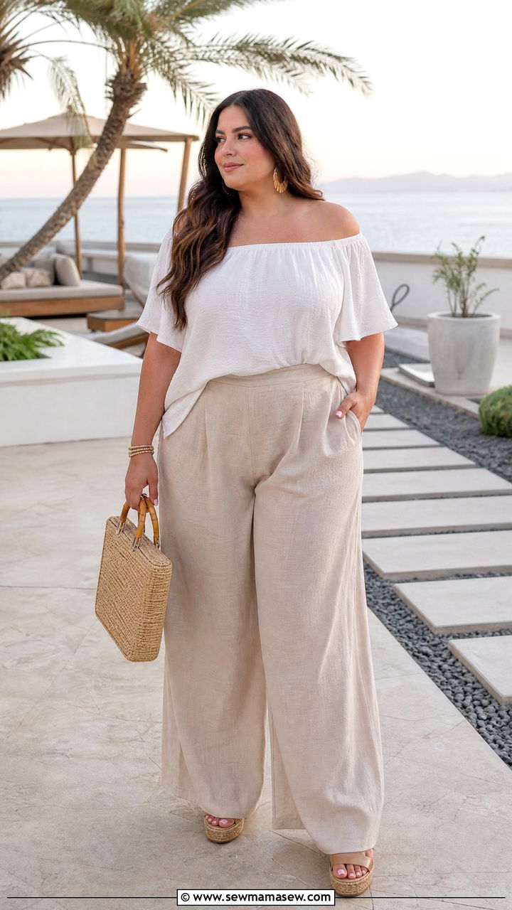Plus Size Off Shoulder Top Outfit - 20 plus size vacation top outfit ideas