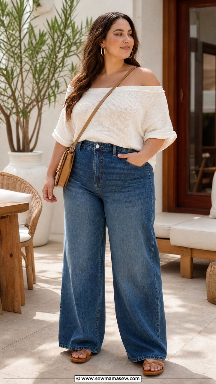 Plus Size Off Shoulder Top Outfit - 20 plus size casual top outfit ideas