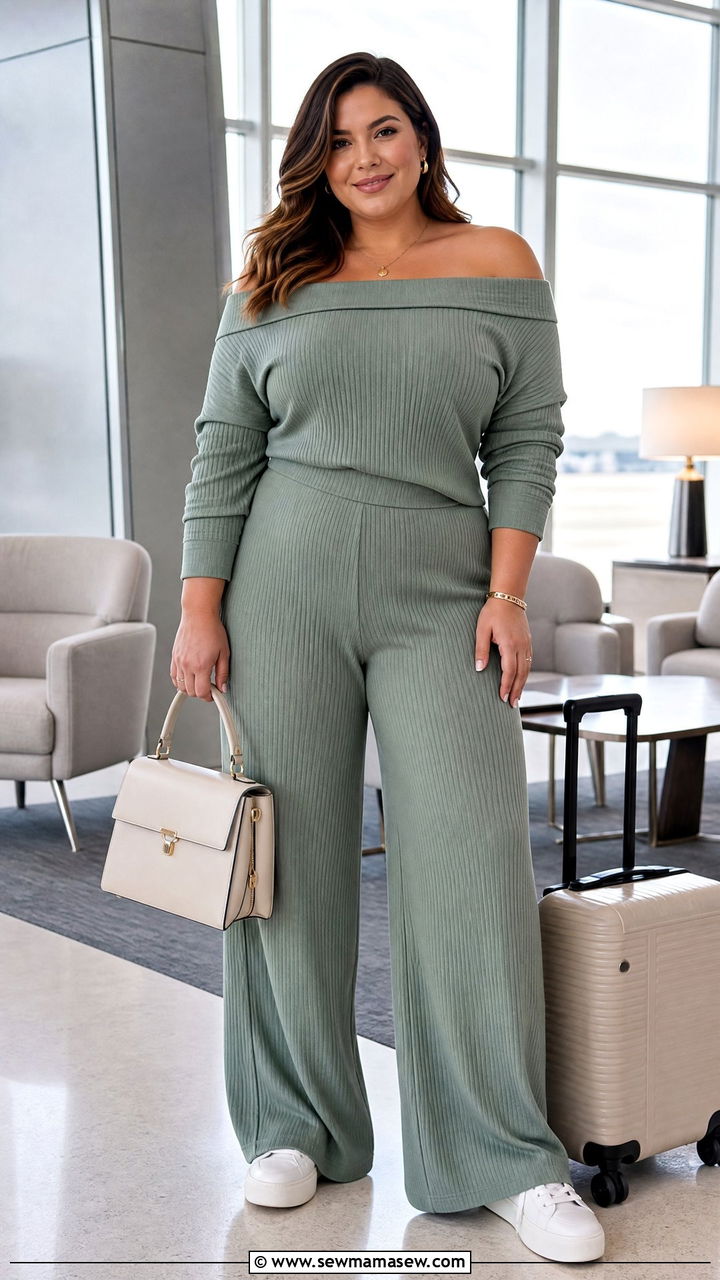 Plus Size Off Shoulder Top With Matching Pants - 20 plus size off shoulder top outfit ideas