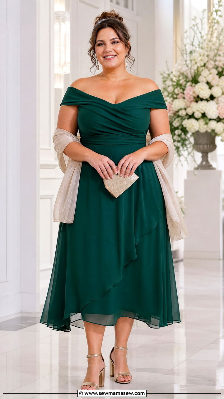 Plus Size Off Shoulder Wedding Guest Dress Outfit - 20 plus size off shoulder dress outfit ideas
