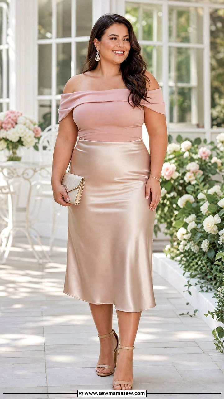 Plus Size Off The Shoulder Top With Midi Skirt - 20 plus size off the shoulder top outfit ideas