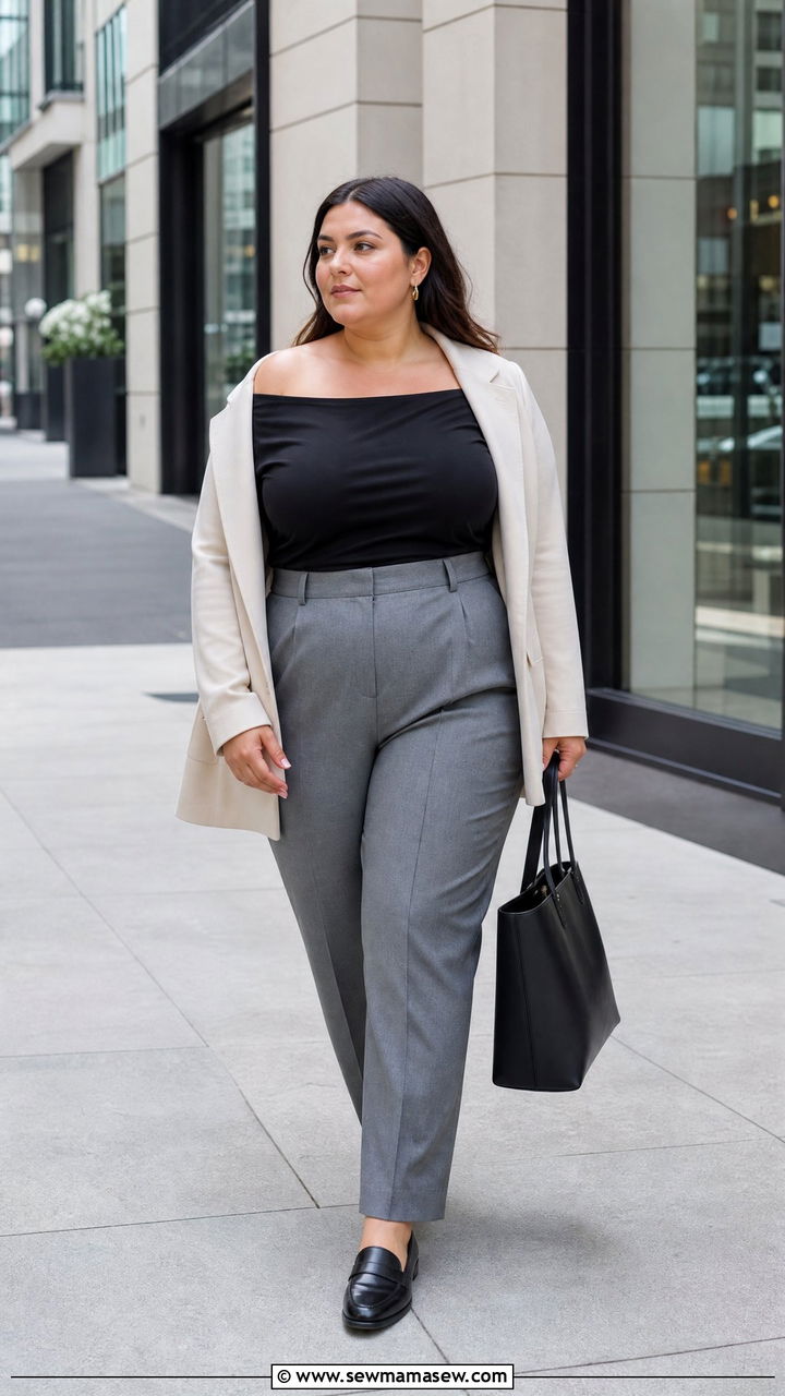 Plus Size Off The Shoulder Top With Work Pants - 20 plus size off the shoulder top outfit ideas