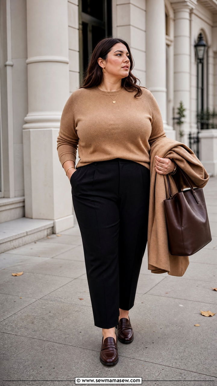 Plus Size Old Money Cashmere Sweater Outfit - 20 plus size old money top outfit ideas