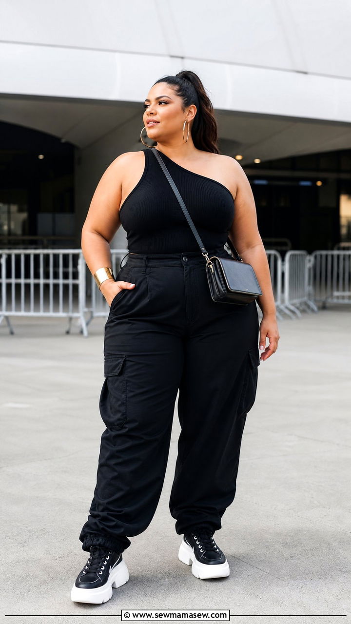 Plus Size One Shoulder Top Concert Outfit - 20 plus size concert top outfit ideas