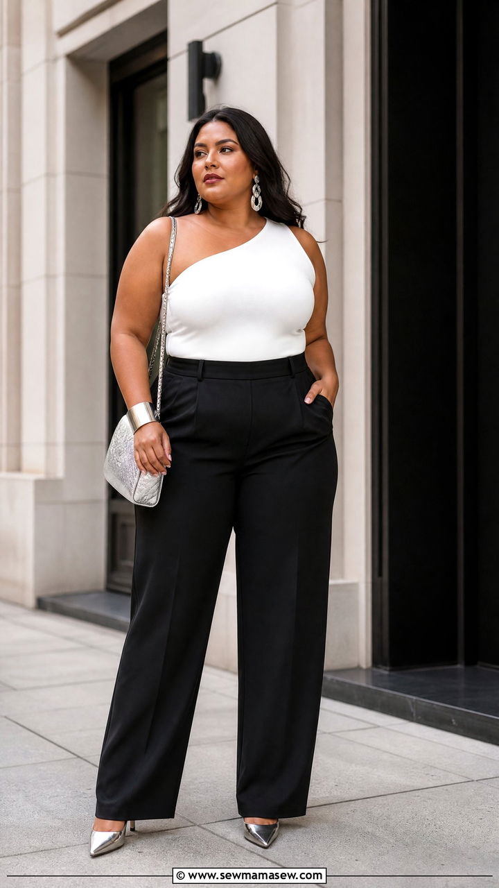 Plus Size One Shoulder Top Outfit - 20 plus size night out top outfit ideas