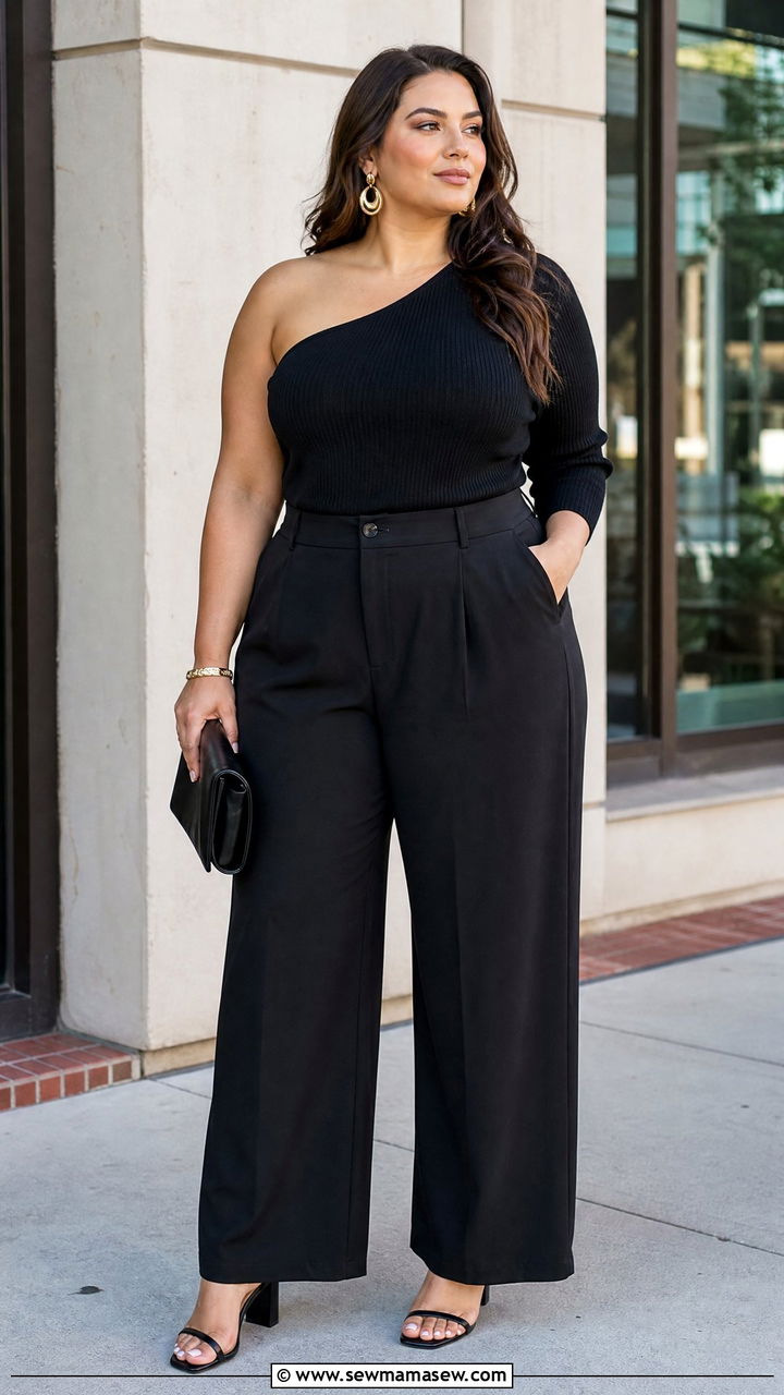 Plus Size One Shoulder Top Outfit - 20 plus size statement top outfit ideas