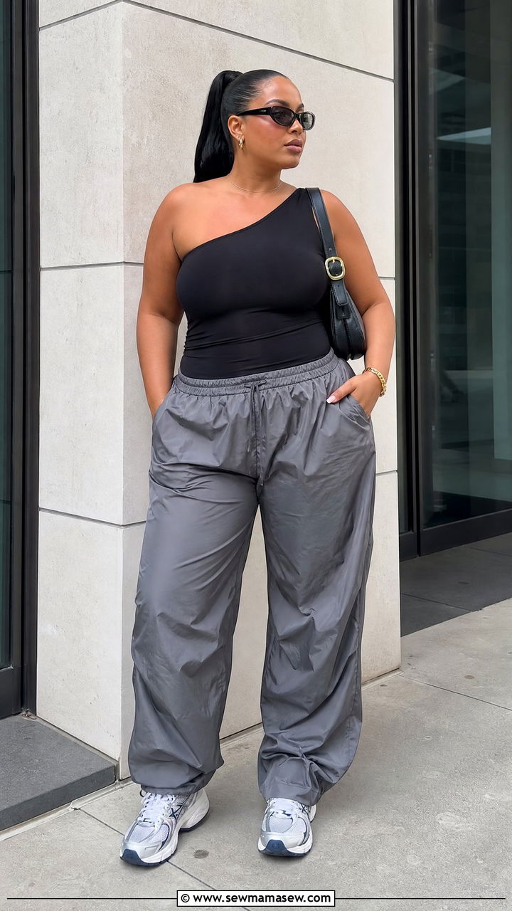 Plus Size One Shoulder Top Outfit - 20 plus size streetwear top outfit ideas