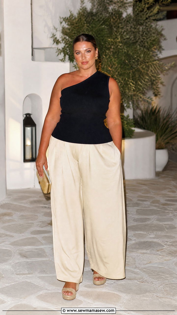 Plus Size One Shoulder Top Outfit - 20 plus size vacation top outfit ideas