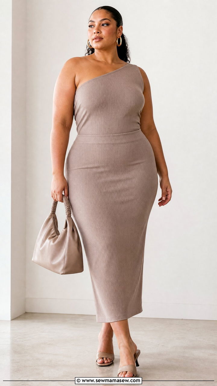 Plus Size One Shoulder Top With Matching Skirt - 20 plus size one shoulder top outfit ideas