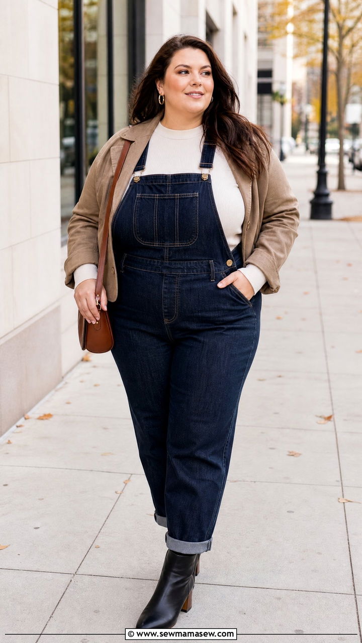 Plus Size Overalls With Ankle Boots - 20 plus size overalls outfit ideas