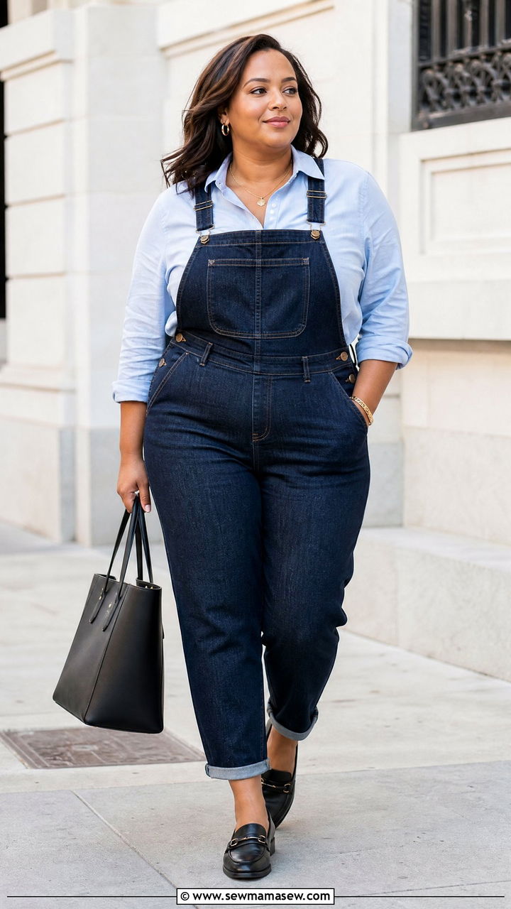 Plus Size Overalls With Button Down Shirt - 20 plus size overalls outfit ideas